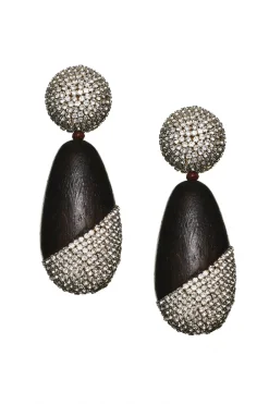Christina Earrings-Wood/Crystals-Sachin & Babi Fashion