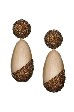 Christina Earrings-Wood/Crystals-Sachin & Babi Fashion