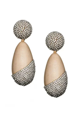 Christina Earrings-Wood/Crystals-Sachin & Babi Fashion