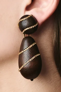 Hudson Earrings-Wood/Crystals-Sachin & Babi New