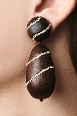 Hudson Earrings-Wood/Crystals-Sachin & Babi New
