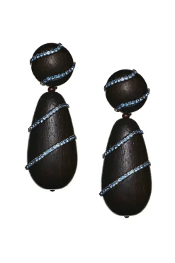 Hudson Earrings-Wood/Crystals-Sachin & Babi New