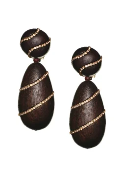 Hudson Earrings-Wood/Crystals-Sachin & Babi New